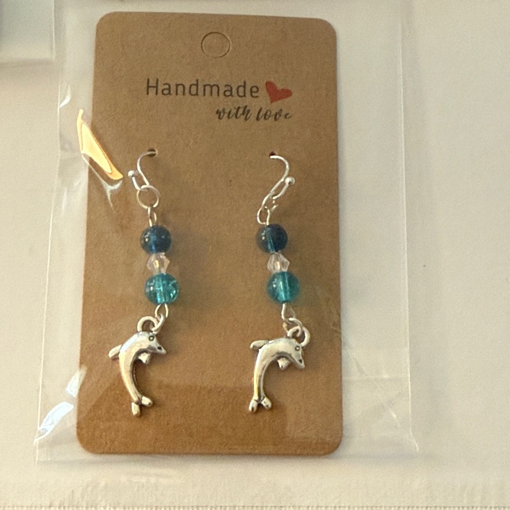 Dolphin Charm Beaded Earrings - Picture 4 of 4
